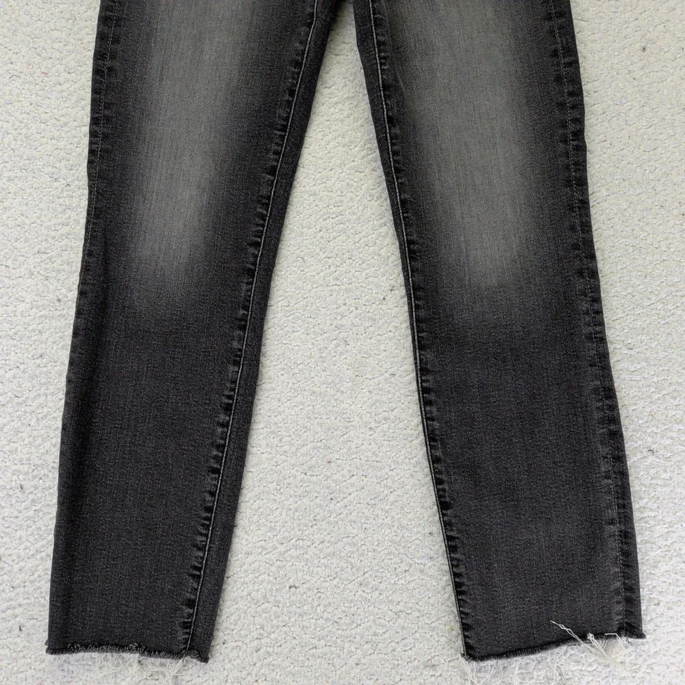 Edwin Bree Slim Straight Jeans Womens 25‎ Ash Black Faded Raw Hem Made in USA